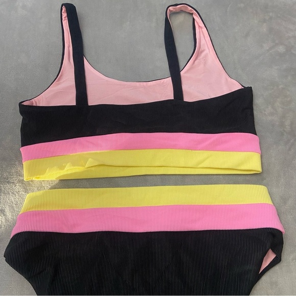 New! Beach Riot Mackenzie Heidi bikini Pink Lemonade Colorblock 27919 - Picture 5 of 9